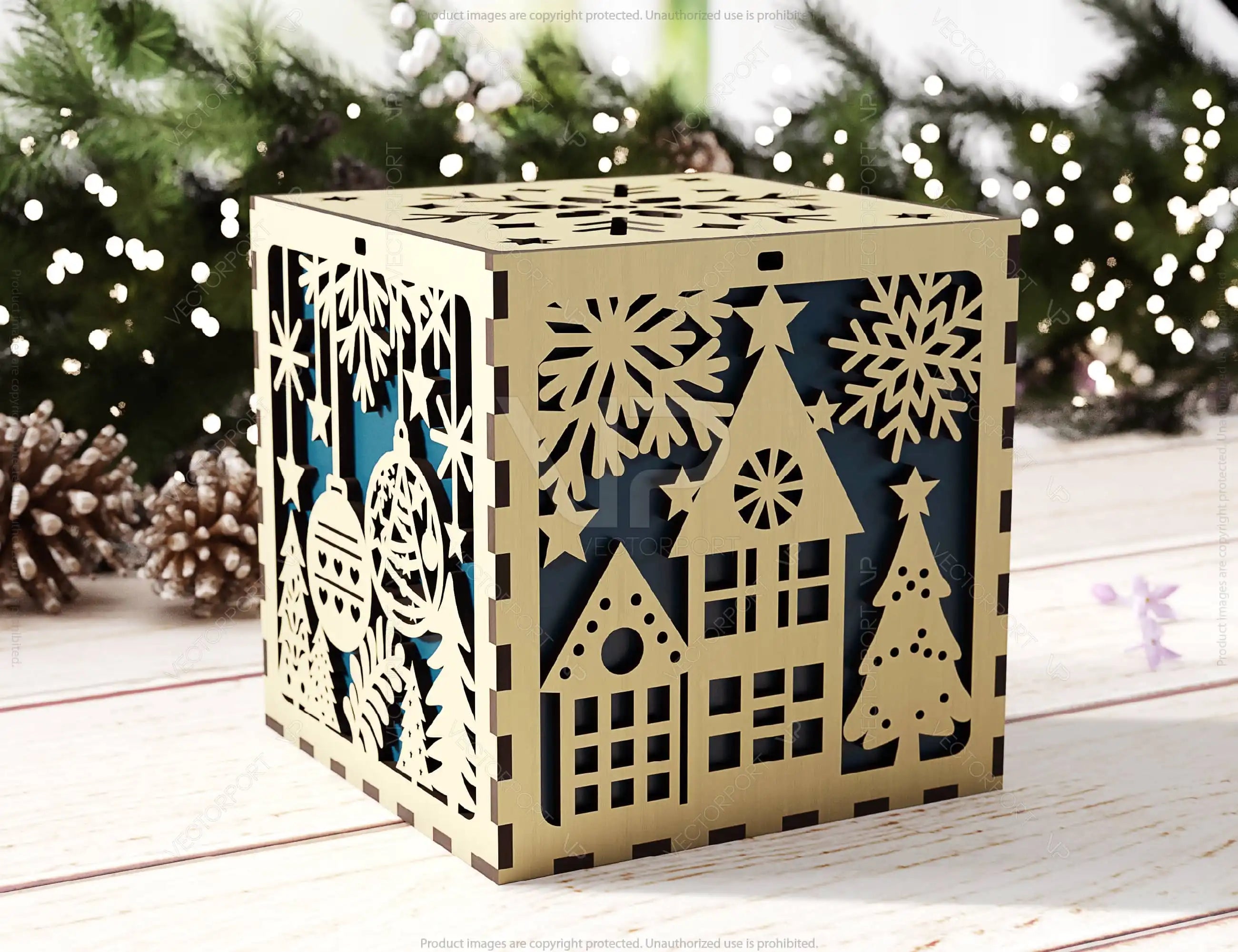 Holiday Ornament Keepsake Box | Christmas Laser Cut Box | Wooden Gift Box | New Year Jewelry Case | Digital Download |#U460|