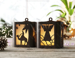 Nativity Scene Candle Holder, Baby Jesus Lantern, Traditional Tea Light Holder Laser Cut Digital Download |#U461|