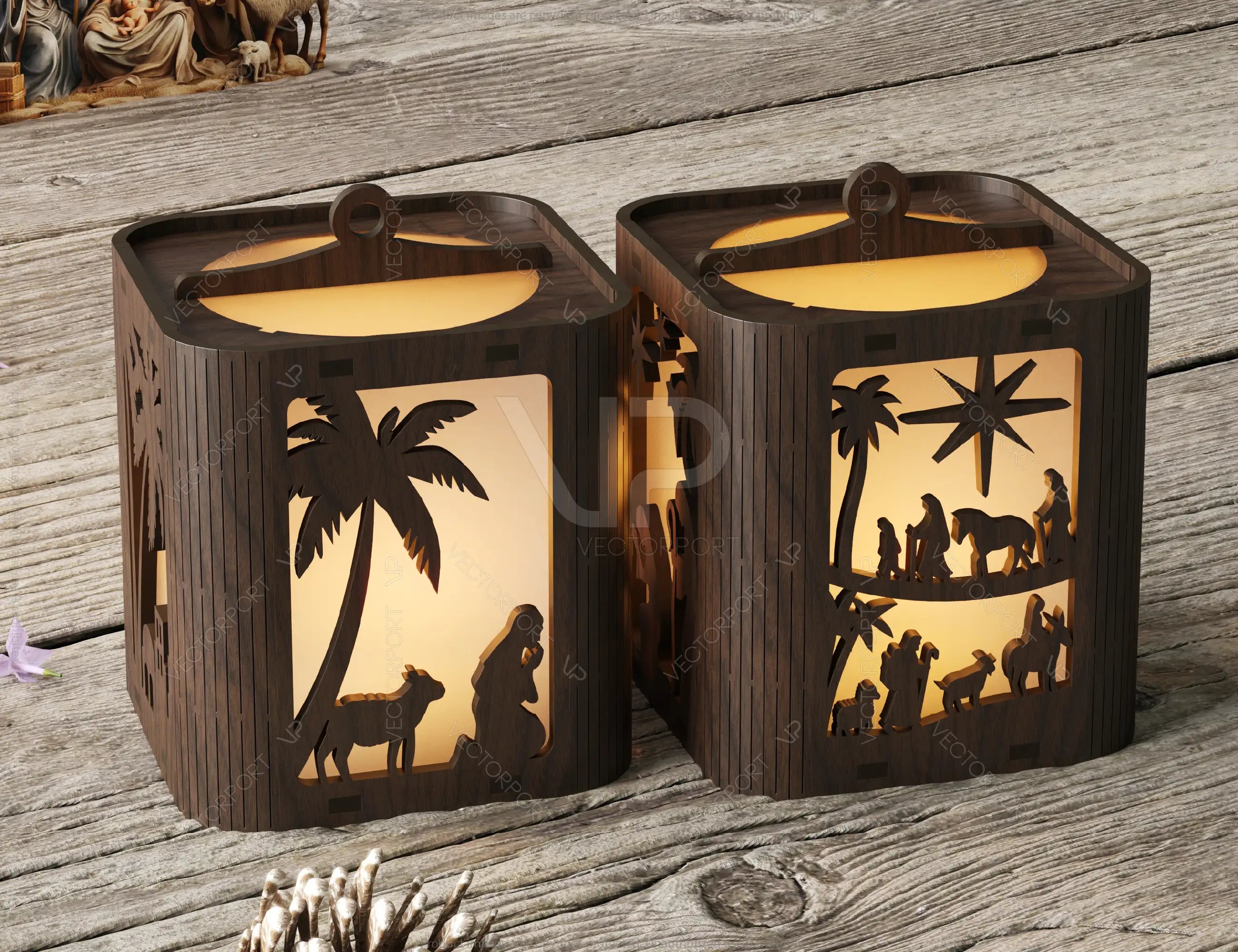 Nativity Scene Candle Holder, Baby Jesus Lantern, Traditional Tea Light Holder Laser Cut Digital Download |#U461|