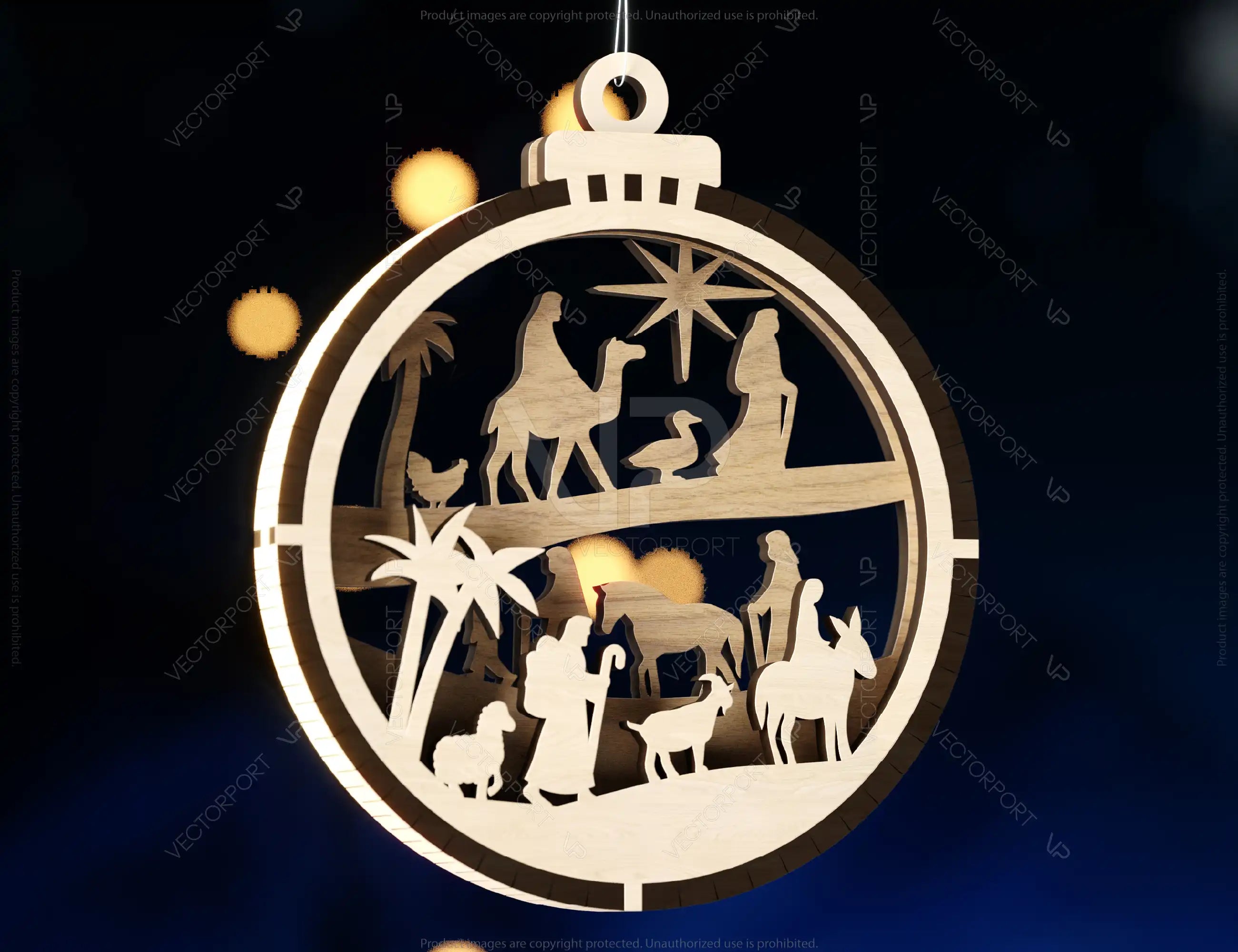 Nativity Scene Christmas Ornaments | Baby Jesus Round Hanging Baubles | Christmas Eve Tree Digital Download |#U462|