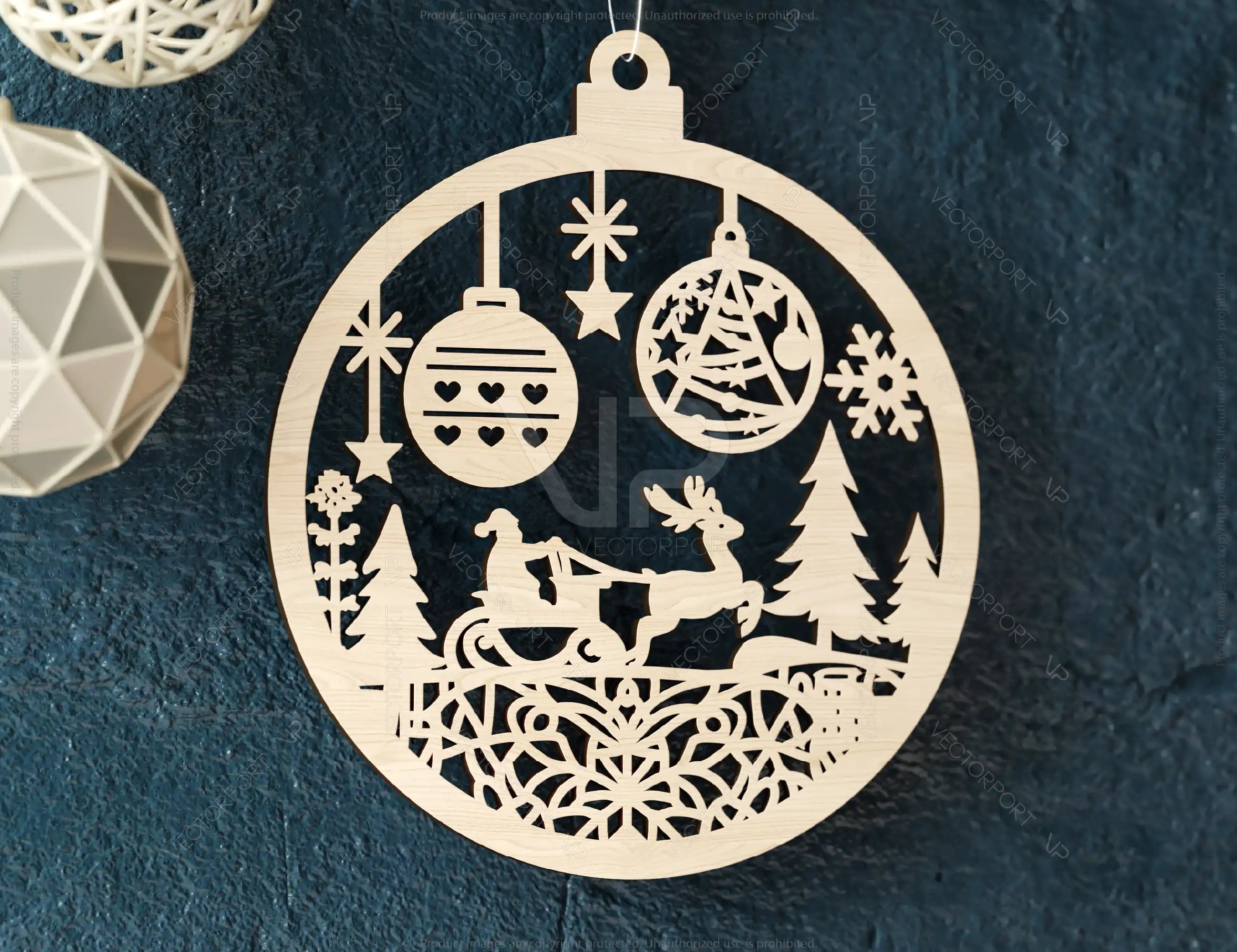 Christmas Hanging Bauble, Laser Cut Tree Ornament, New Year Christmas Ball Ornament Laser Cut SVG Digital Download |#U464|