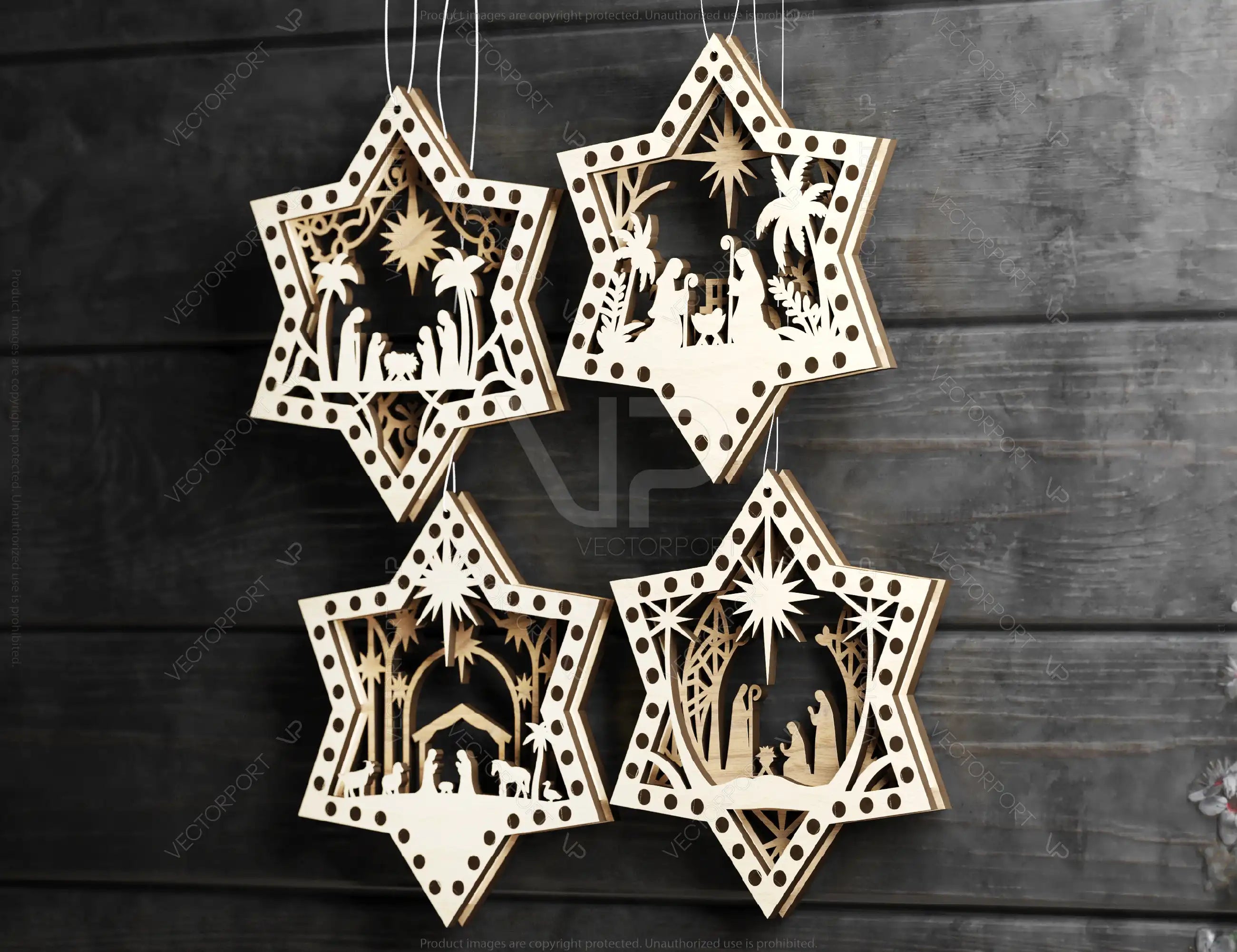 Nativity Star Shape Christmas Ornaments | Baby Jesus Round Hanging Baubles | Christmas Eve Tree Digital Download |#U467|