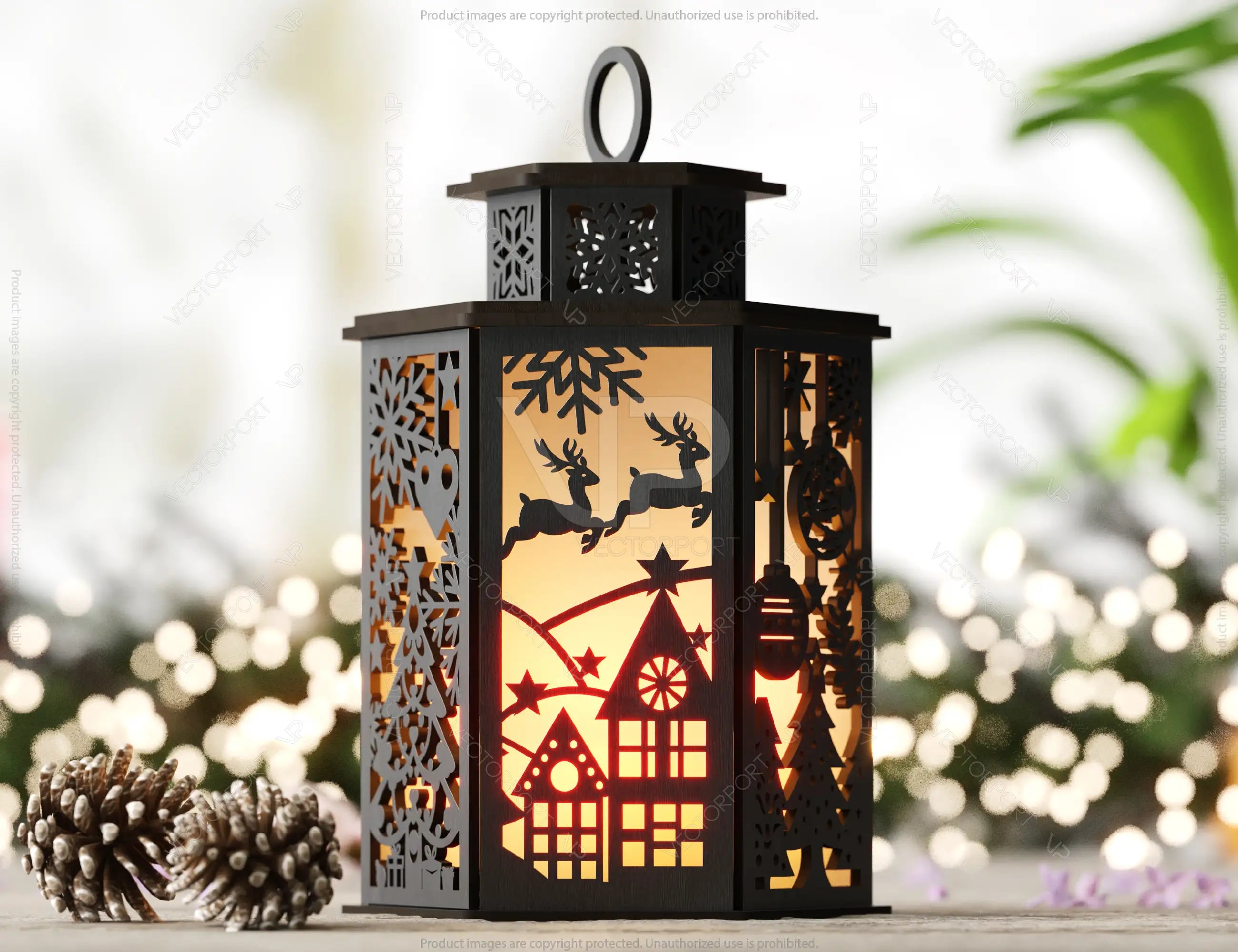 Christmas Candle Holder, Festive Lantern, Holiday Tea Light, New Year Themed Laser Cut Digital Download SVG |#U476|