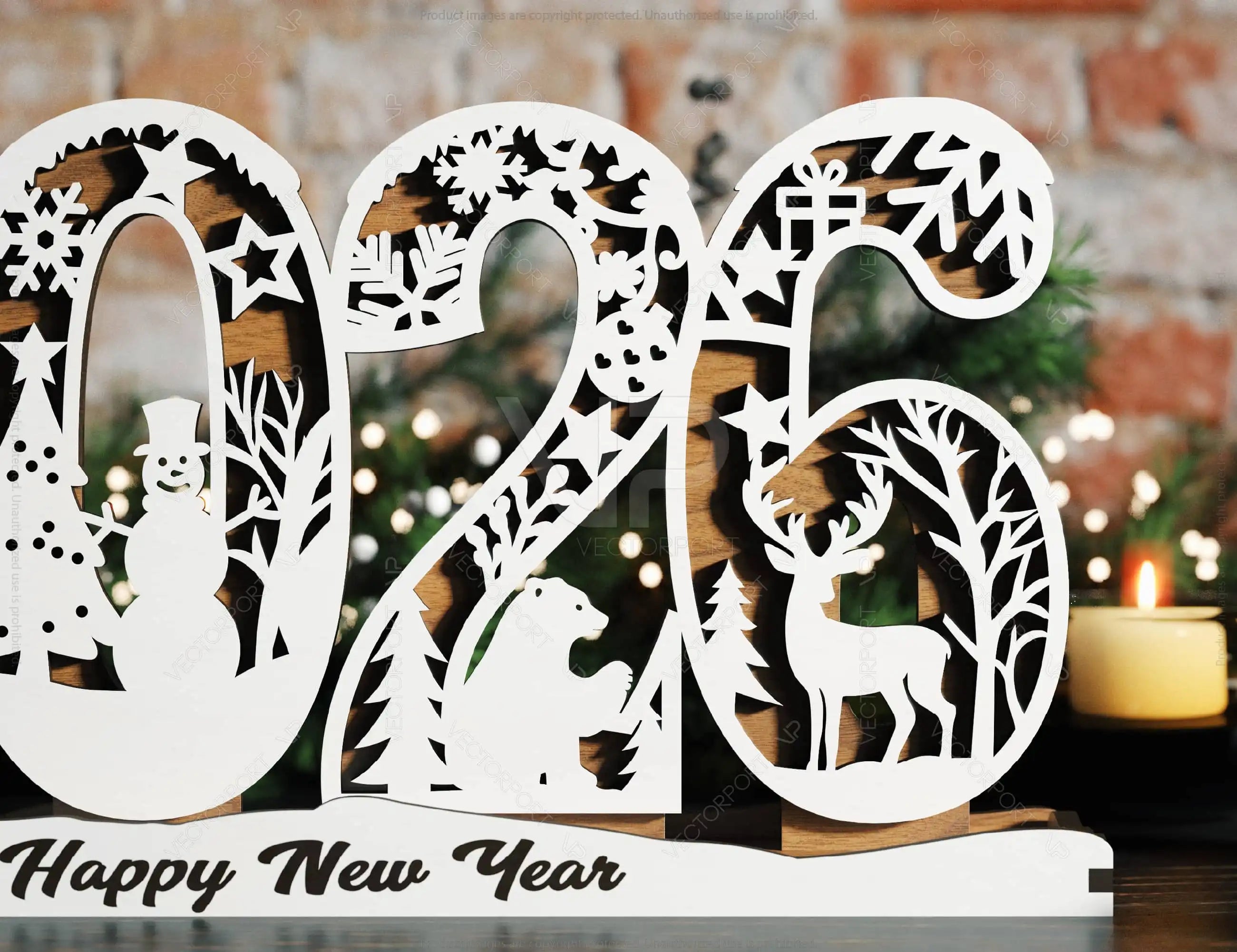 2026 Christmas Standing Display, Festive Wooden Cutout Scene with Snowman, Reindeer, and Snowflakes, Laser Cut Digital Download |#U479|