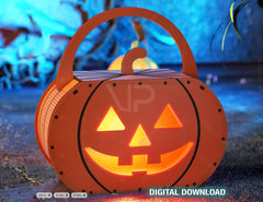 Spooky Pumpkin Treat Crate, Laser-Cut Halloween Gift Box, Wooden Candy Holder Basket Digital Download |#U483|