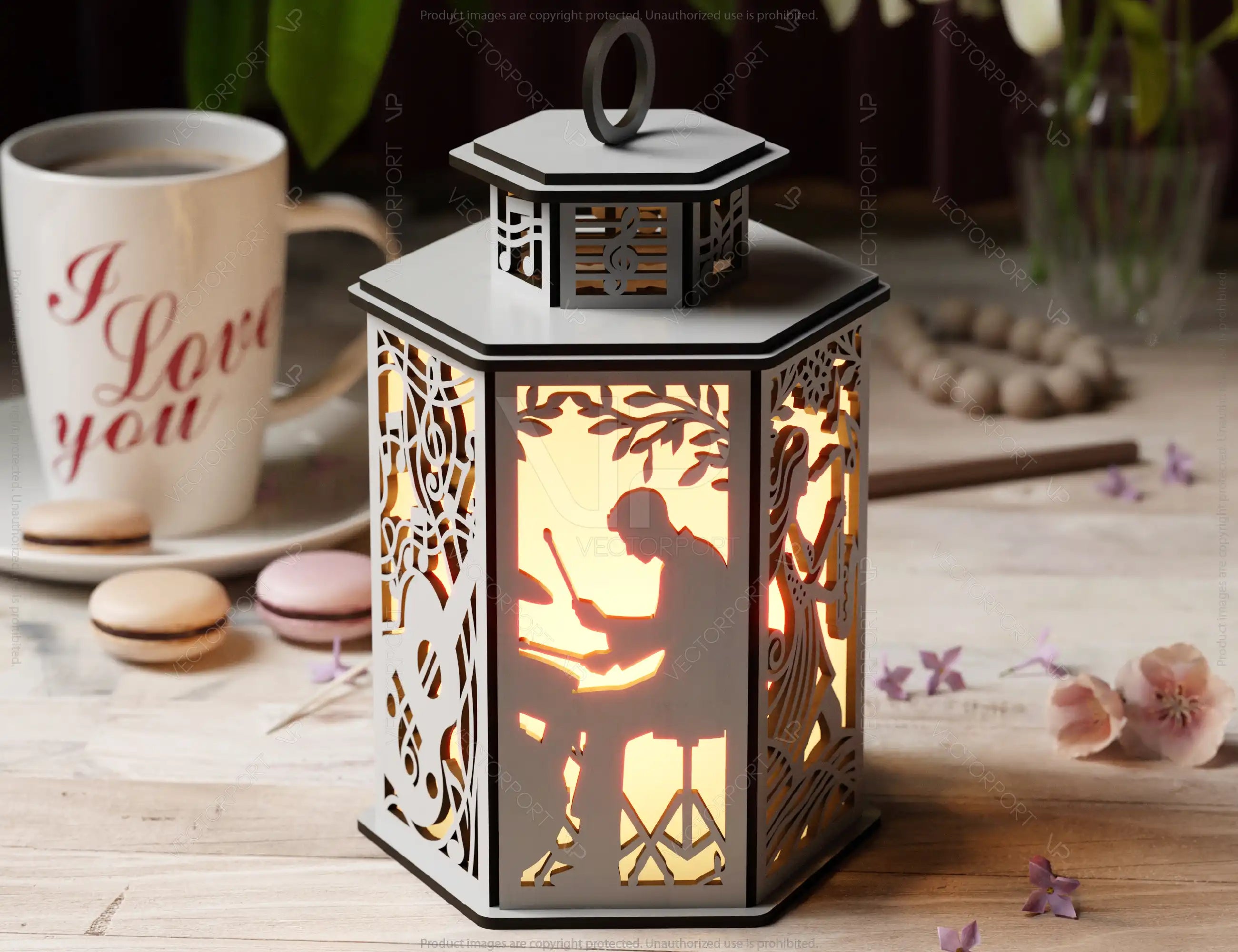 Wedding Lantern: Music Notes & Wedding Theme Laser Cut Tealight Candle Holder Night Light Wedding Decor Digital Download |#U482|