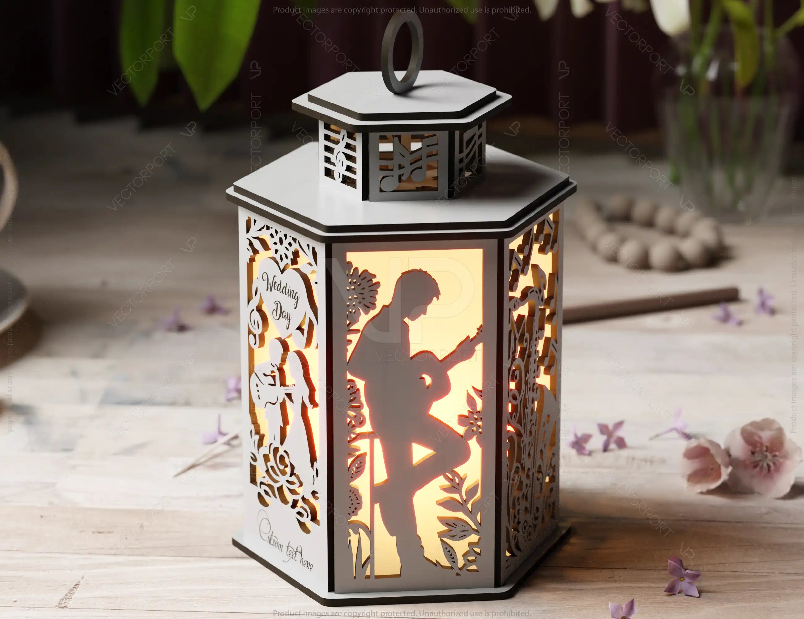 Wedding Lantern: Music Notes & Wedding Theme Laser Cut Tealight Candle Holder Night Light Wedding Decor Digital Download |#U482|