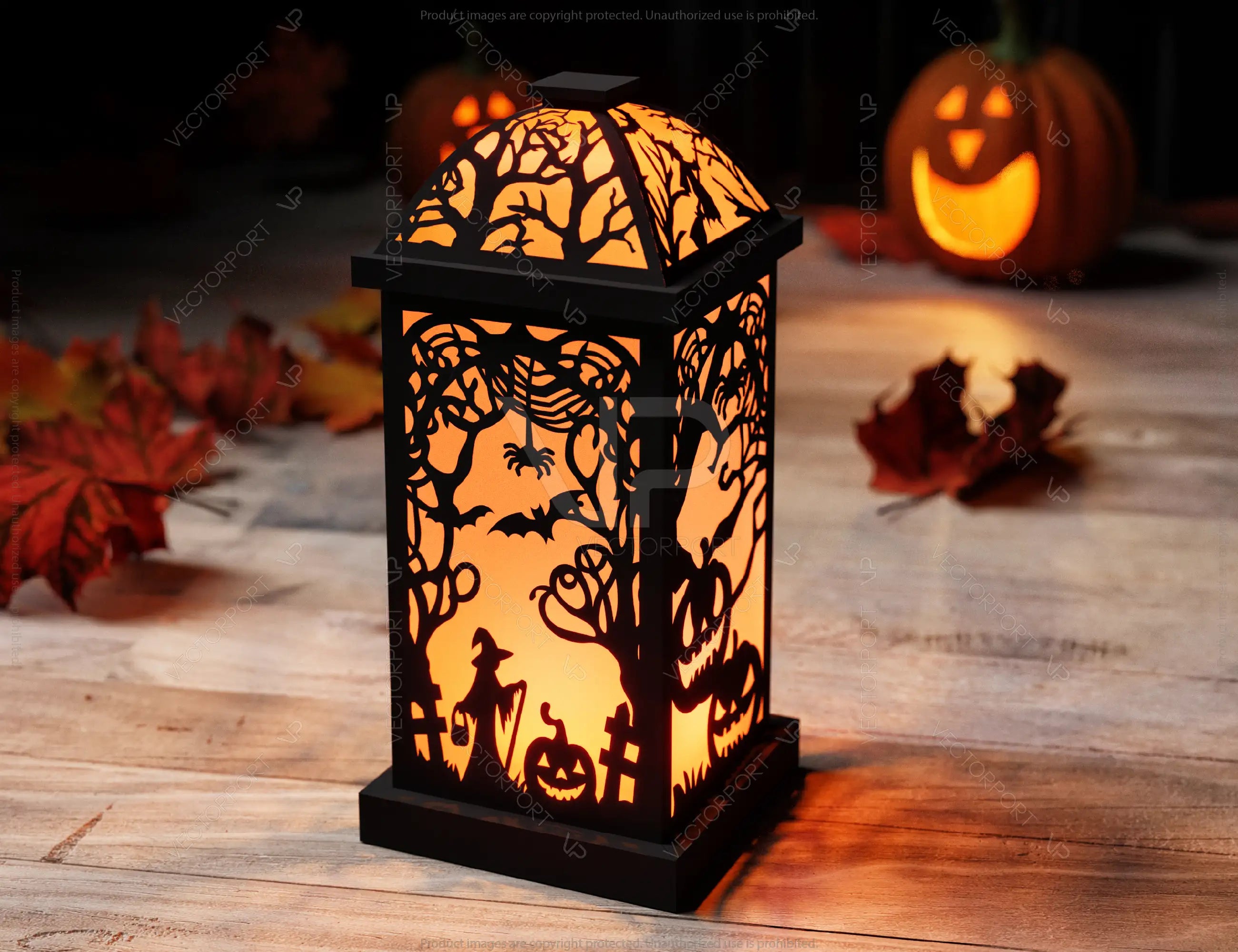 Papercut Halloween Lantern Tealight Holder Haunted House Ghosts Bats Spooky Scene Lamp Digital Download |#U485|