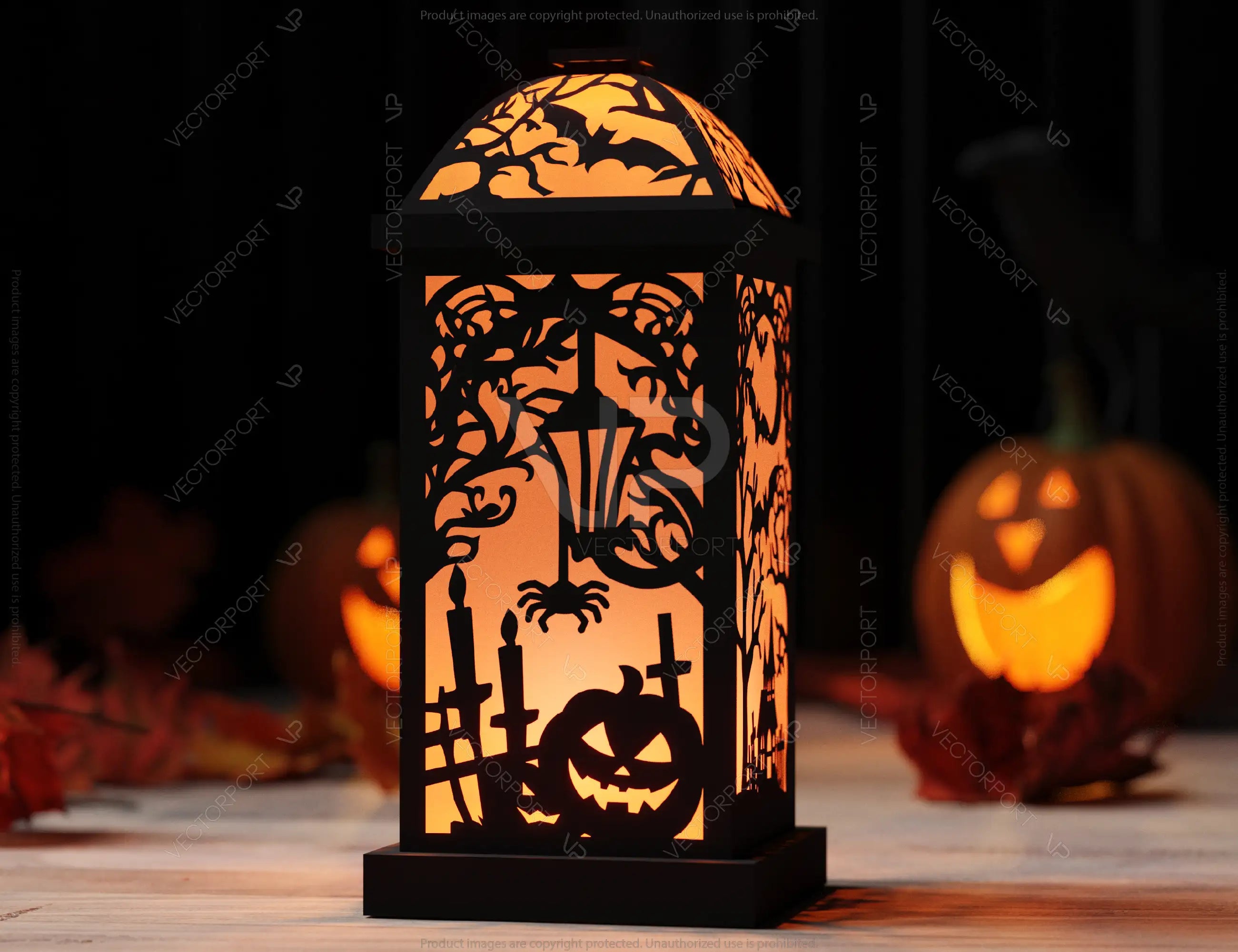 Papercut Halloween Lantern Tealight Holder Haunted House Ghosts Bats Spooky Scene Lamp Digital Download |#U485|