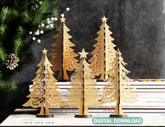 3D Standing Christmas Tree – Laser Cut Holiday Ornament, New Year Tree Decoration Digital Download |#U490|