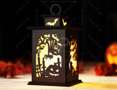 Spooky Shadows: Haunted House Lantern Halloween Tealight Ghosts Bats Night Light Digital Download |#U493|