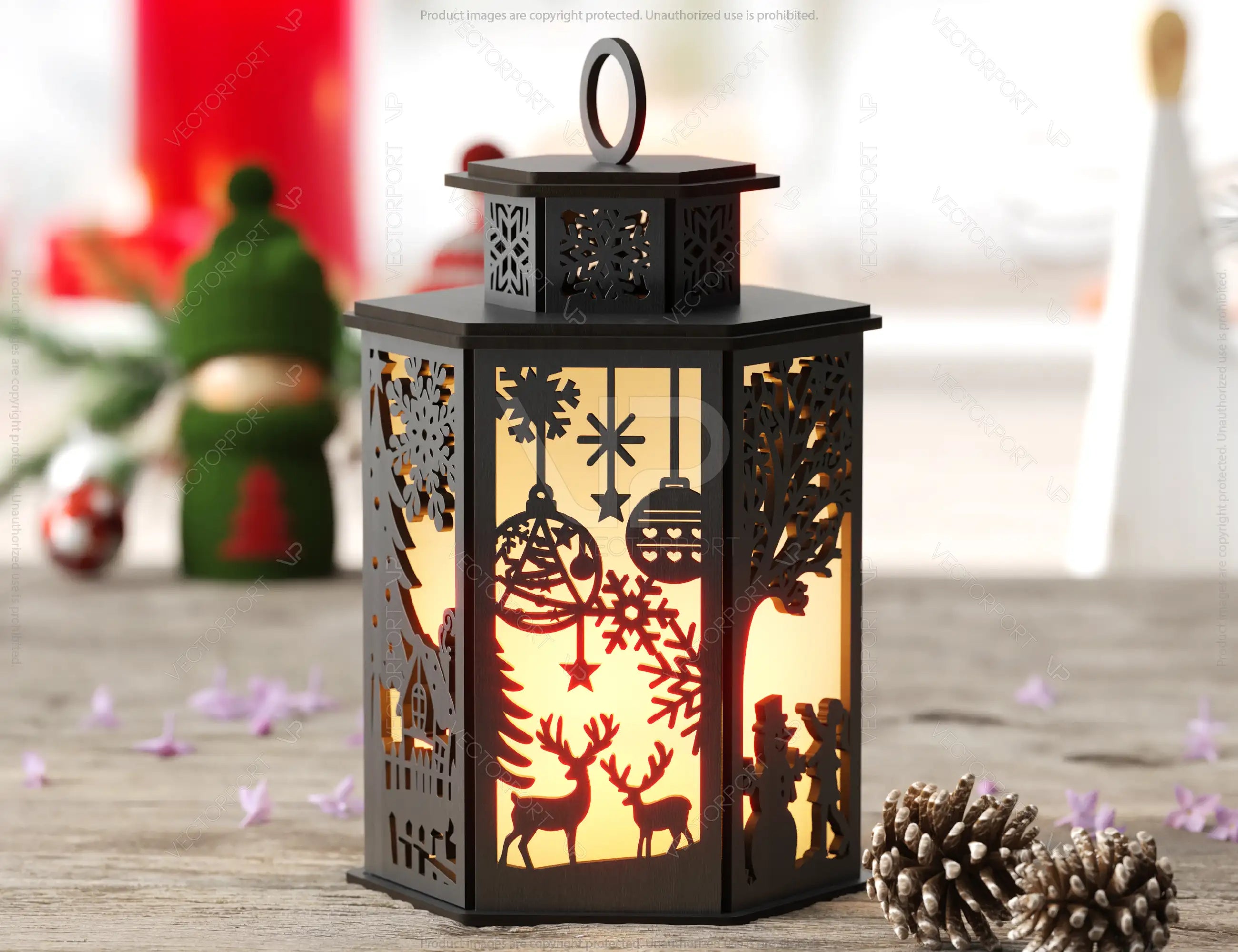 Christmas Candle Holder, Festive Lantern, Holiday Tea Light, New Year Themed Laser Cut Digital Download SVG |#U495|