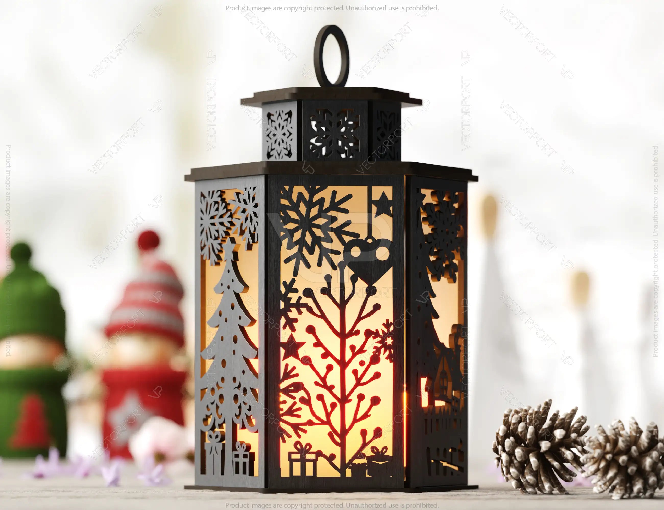 Christmas Candle Holder, Festive Lantern, Holiday Tea Light, New Year Themed Laser Cut Digital Download SVG |#U495|