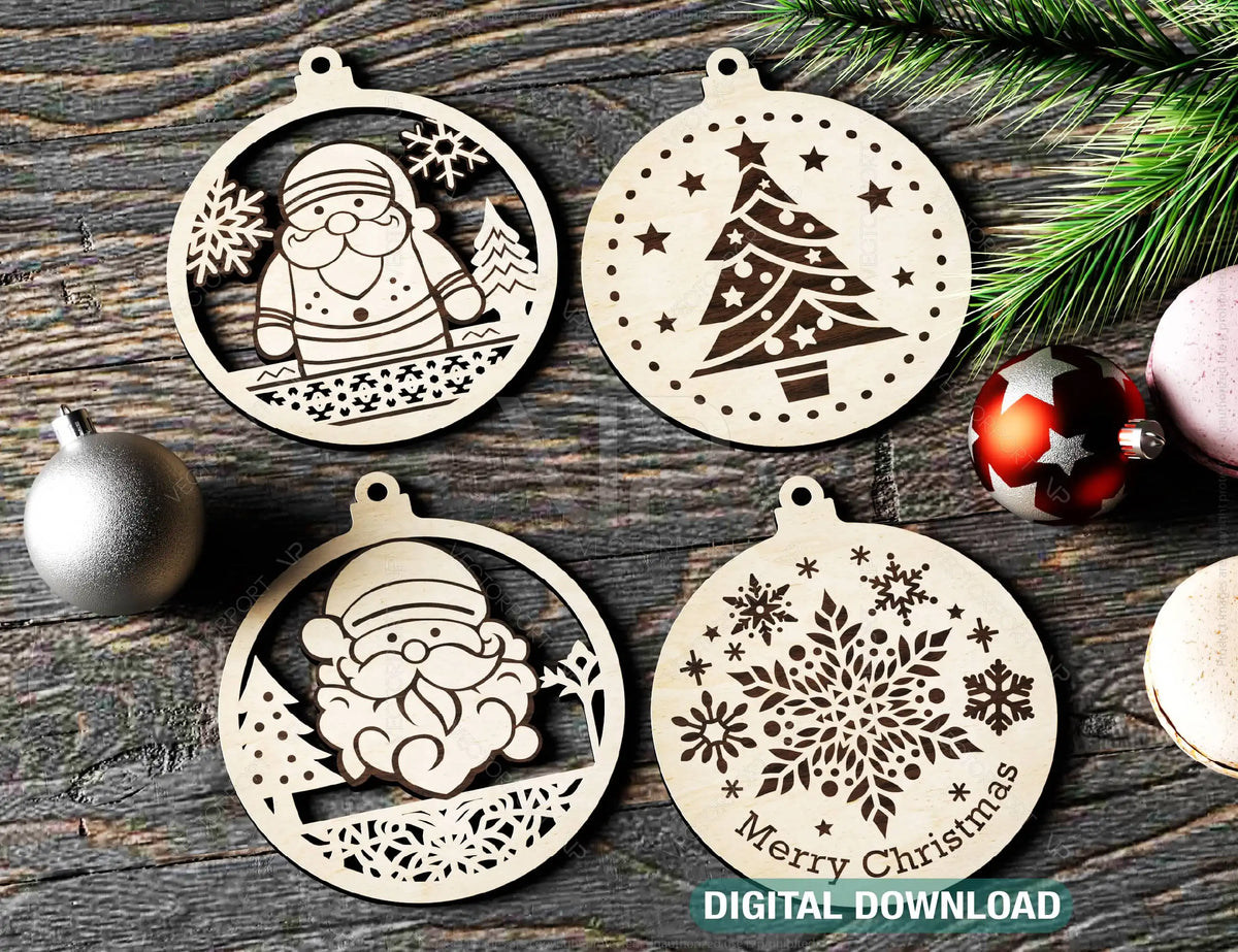 Christmas Hanging Bauble, Laser Cut Tree Ornament, New Year Christmas Ball Ornament Laser Cut SVG Digital Download |#U500|