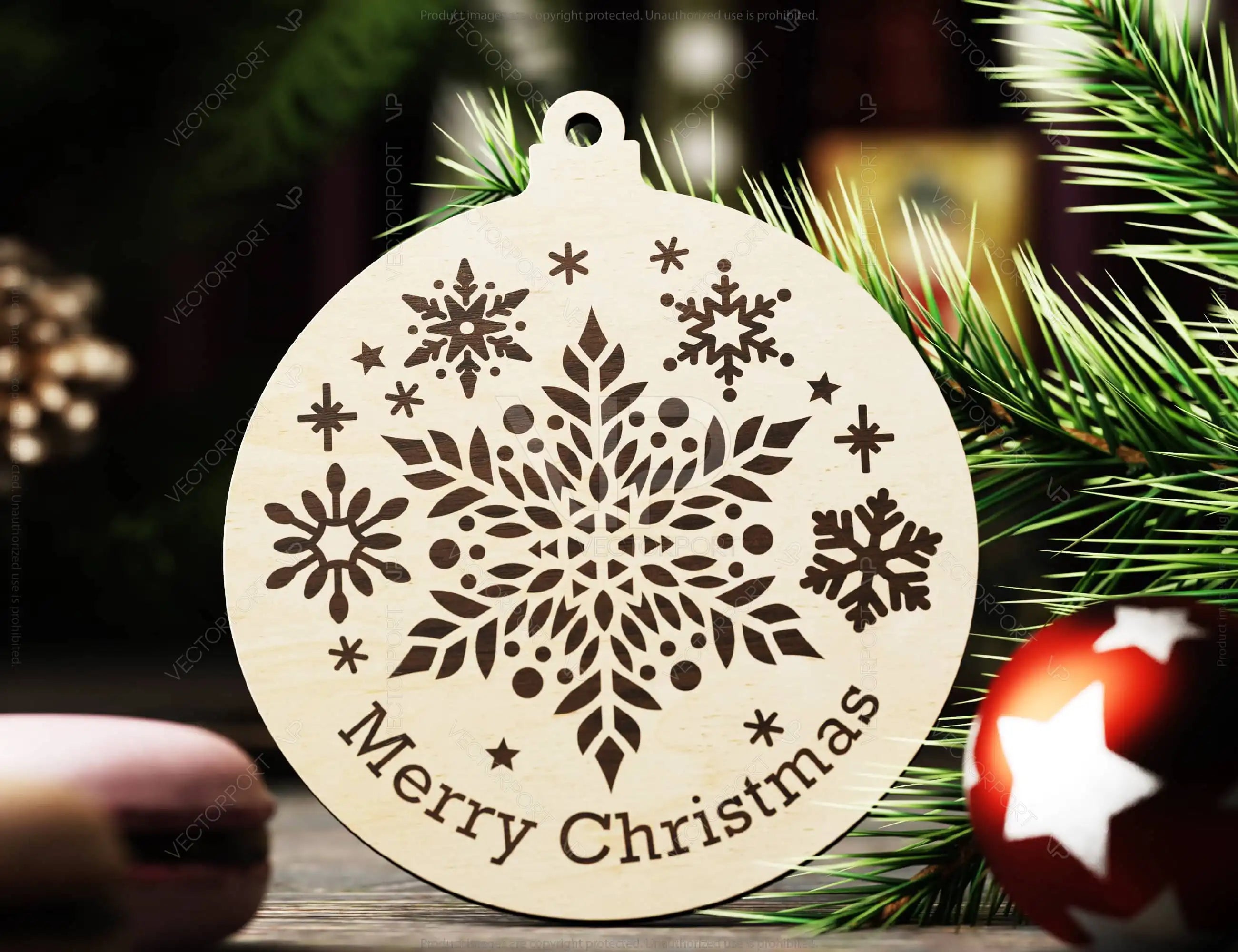 Christmas Hanging Bauble, Laser Cut Tree Ornament, New Year Christmas Ball Ornament Laser Cut SVG Digital Download |#U500|