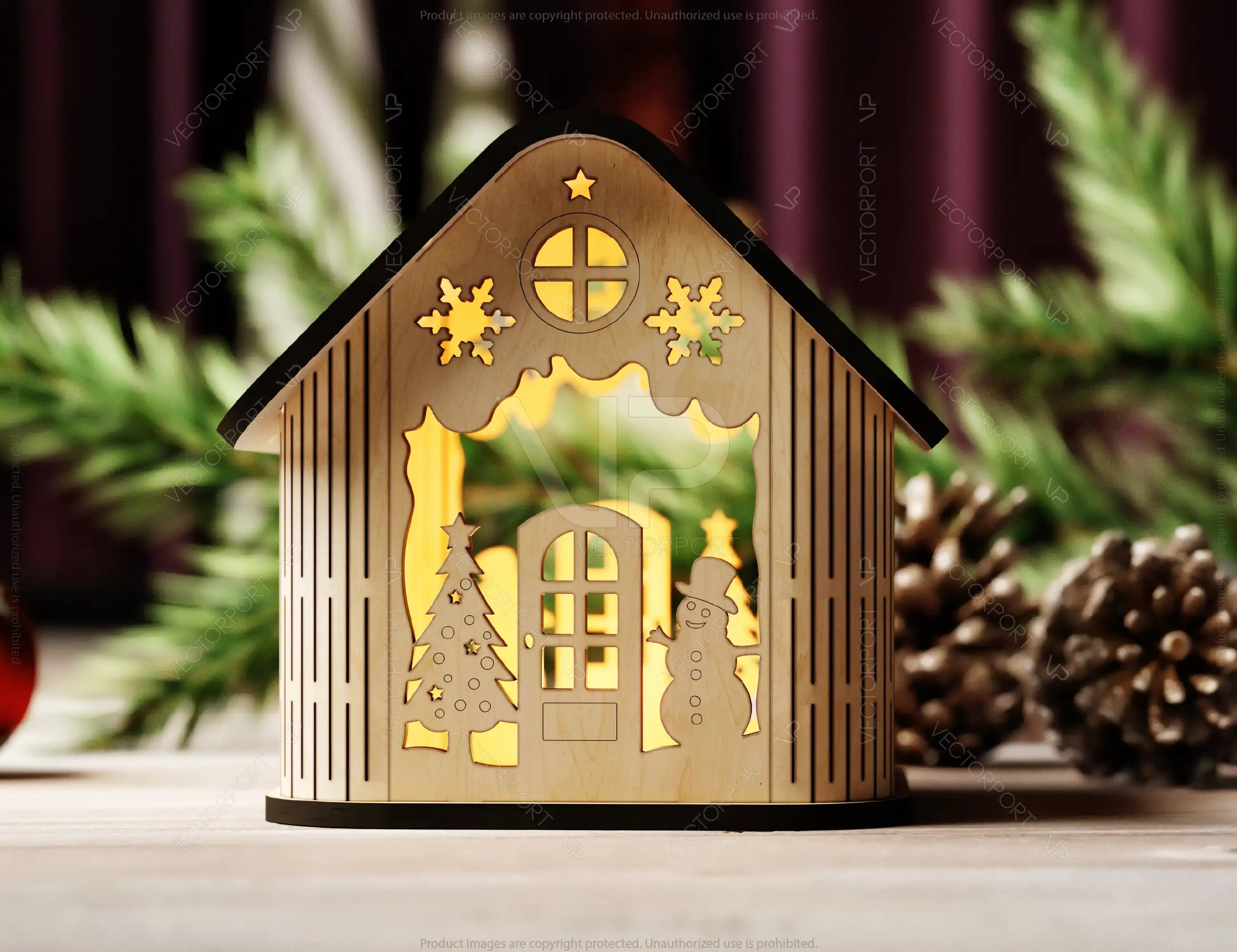 Miniature Winter Wonderland Christmas Village: Snowy House - New Year Scene Laser Cutting Digital Download |#U501|