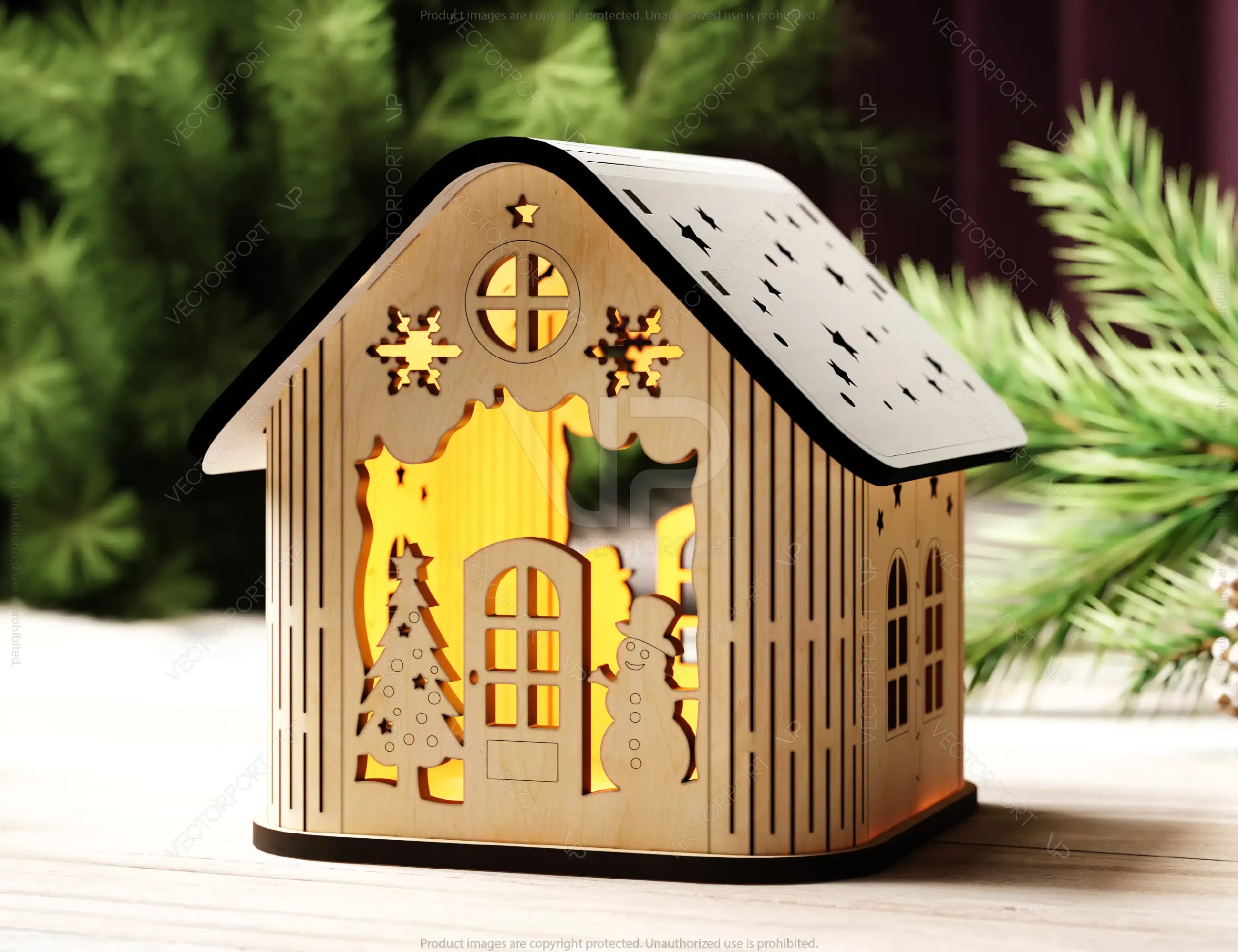 Miniature Winter Wonderland Christmas Village: Snowy House - New Year Scene Laser Cutting Digital Download |#U501|