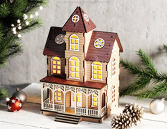 Miniature Snowy House Winter Wonderland Christmas Village New Year Scene Laser Cutting Digital Download |#U504|