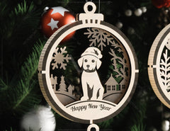 Dog Theme New Year Theme 3D Christmas Ornament Set Tree Decorations Craft Hanging Bauble Snowy Scene Pup Laser Cut Digital Download |#U507|