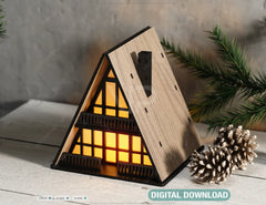 Charming A-Frame Tent Lantern - Miniature House Laser Cutting Candle Holder Digital Download |#U510|