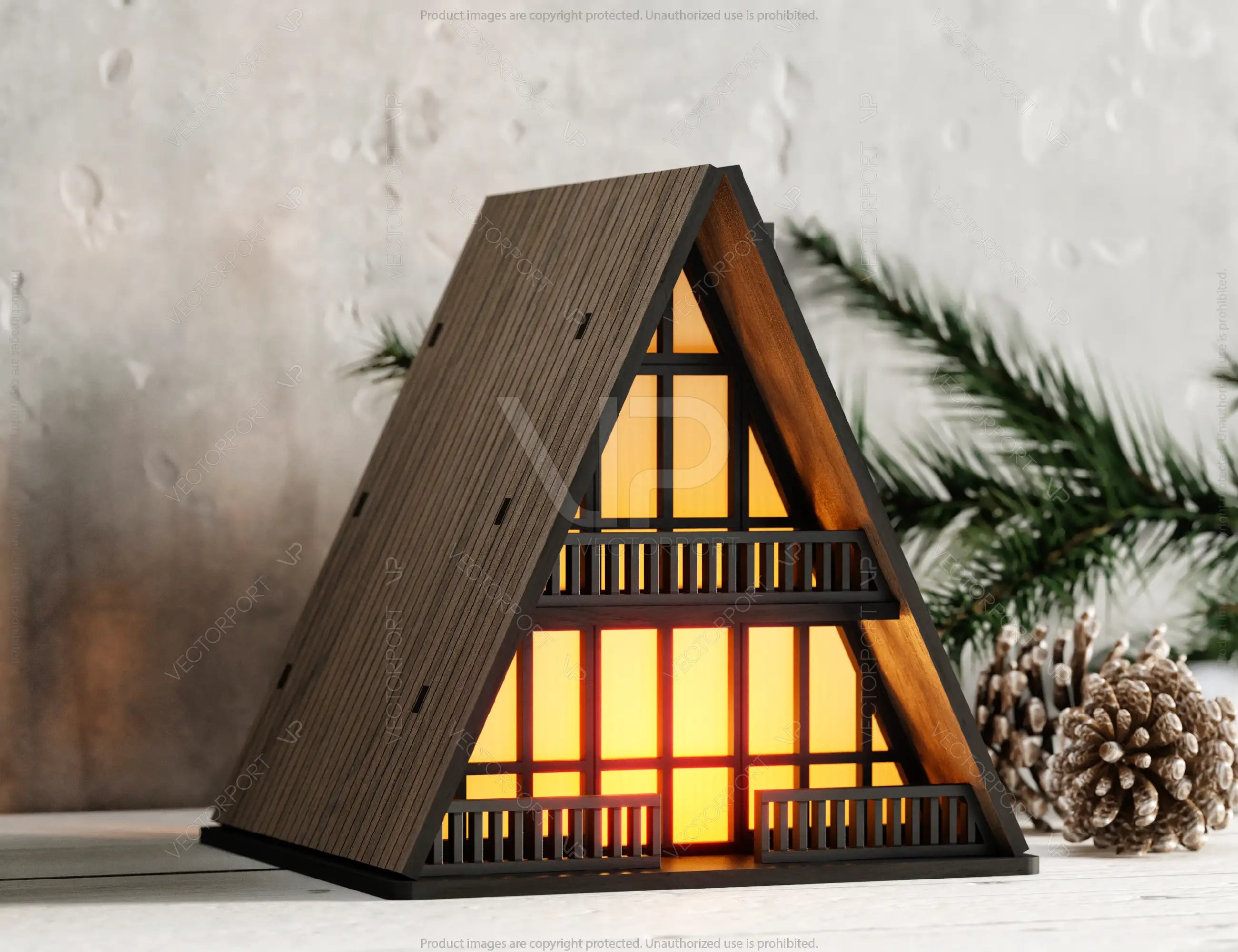 Charming A-Frame Tent Lantern - Miniature House Laser Cutting Candle Holder Digital Download |#U510|