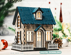 Miniature Snowy House Winter Wonderland Christmas Village New Year Scene Laser Cutting Digital Download |#U511|