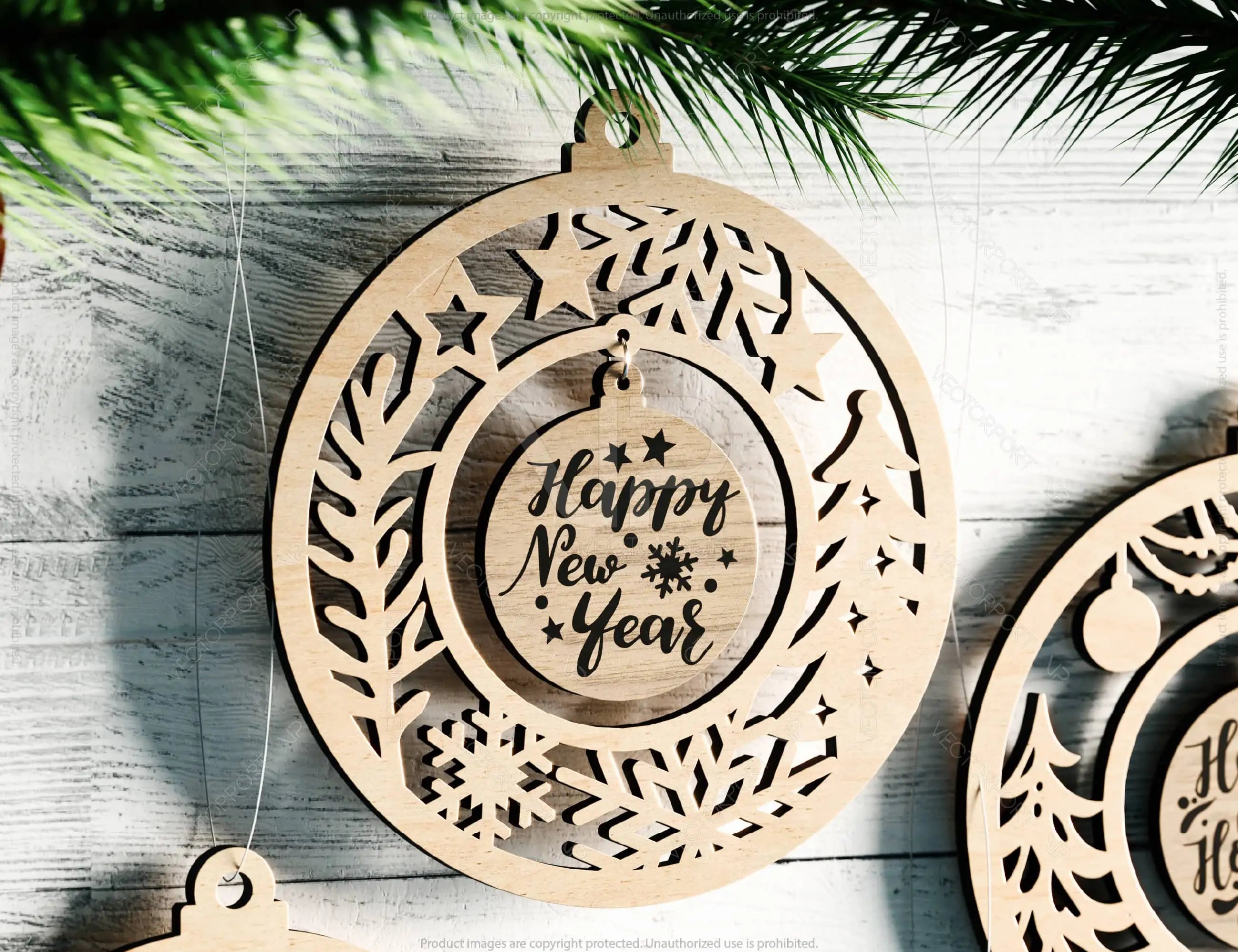 Laser-Cut Christmas Ornament – Double Circle Design Personalized Holiday Details Christmas Tree Decorations Digital Download |#U520|