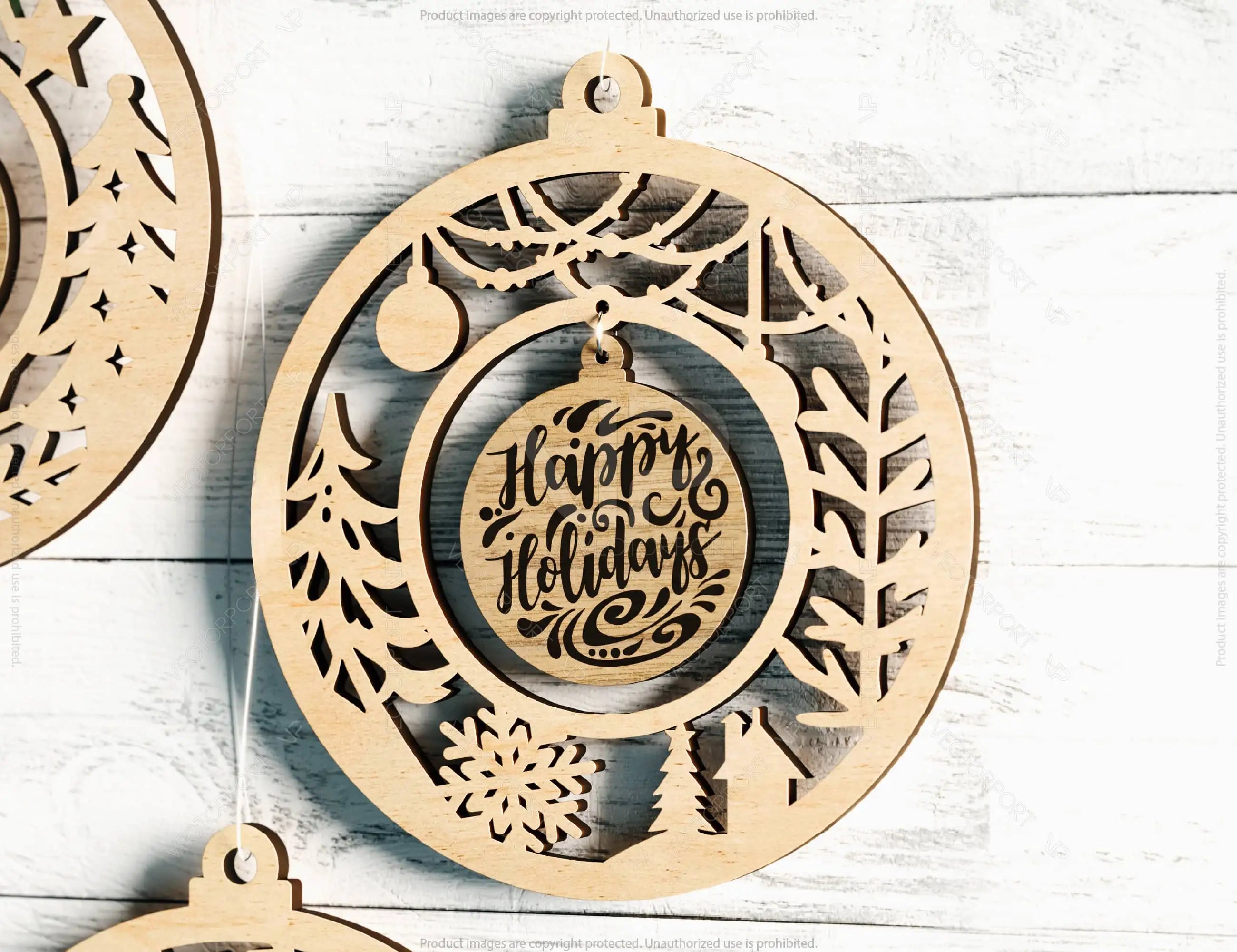 Laser-Cut Christmas Ornament – Double Circle Design Personalized Holiday Details Christmas Tree Decorations Digital Download |#U520|