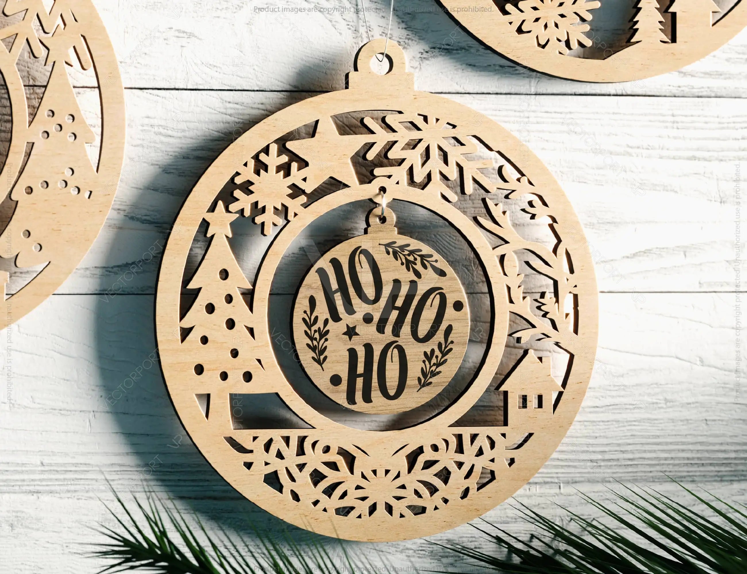 Laser-Cut Christmas Ornament – Double Circle Design Personalized Holiday Details Christmas Tree Decorations Digital Download |#U520|