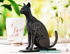 Cat Standing 3D: Laser Cut Wooden Cat Tabletop Multilayer Décor SVG Digital Download |#U521|