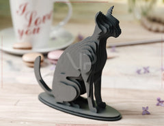 Cat Standing 3D: Laser Cut Wooden Cat Tabletop Multilayer Décor SVG Digital Download |#U521|