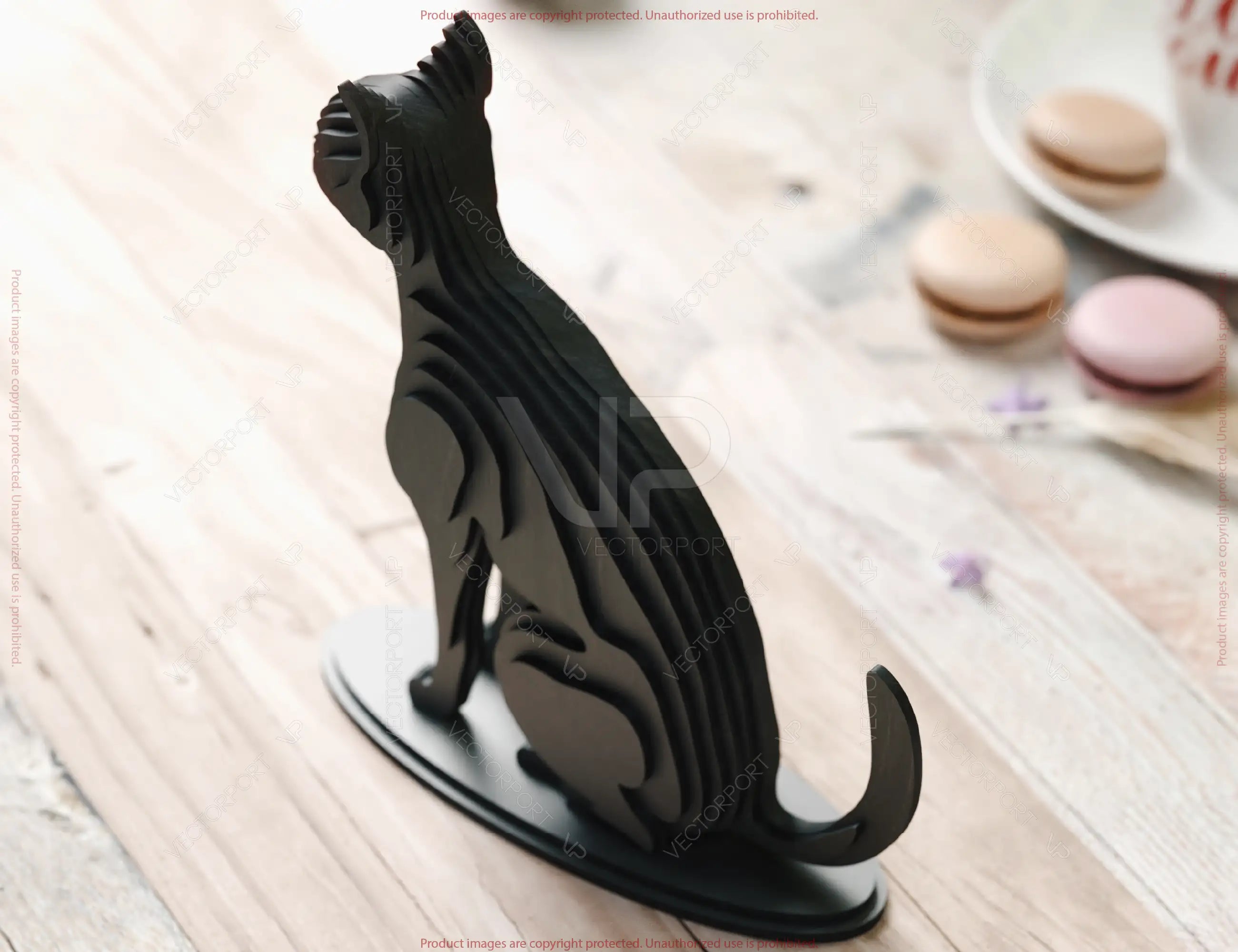 Cat Standing 3D: Laser Cut Wooden Cat Tabletop Multilayer Décor SVG Digital Download |#U521|