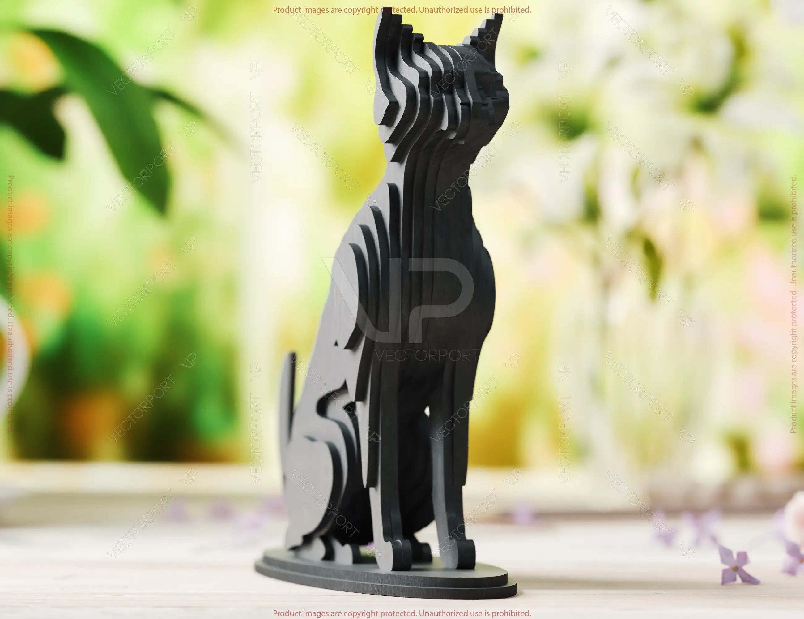 Cat Standing 3D: Laser Cut Wooden Cat Tabletop Multilayer Décor SVG Digital Download |#U521|