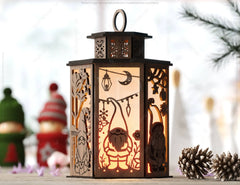 Garden Gnome Lantern Christmas Candle Holder, Festive Lantern, Holiday Tea Light, New Year Themed Laser Cut Digital Download |#U523|