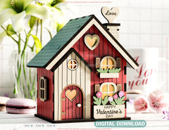 Share the Love: Miniature Love Theme Village Garden House - Village with Landscape & Flowers Valentine’s Day Gift Laser Cutting Digital Download |#U527|