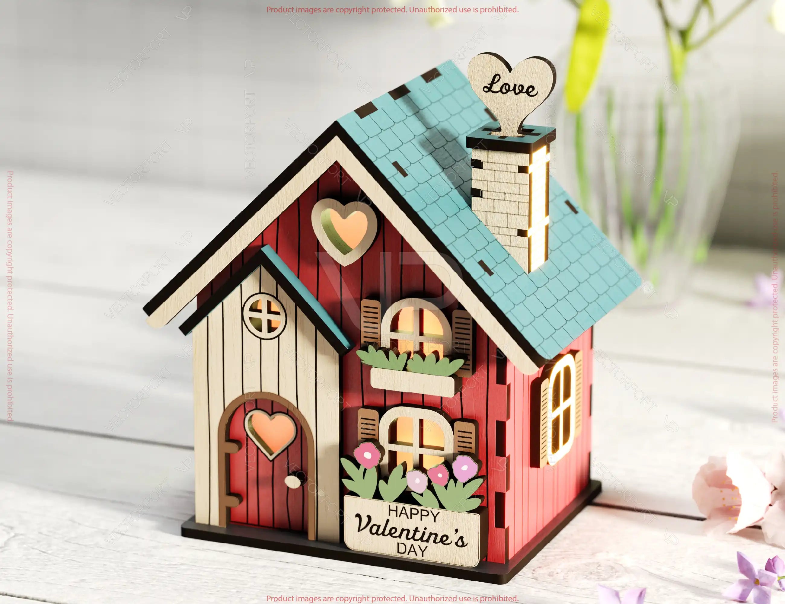 Share the Love: Miniature Love Theme Village Garden House - Village with Landscape & Flowers Valentine’s Day Gift Laser Cutting Digital Download |#U527|