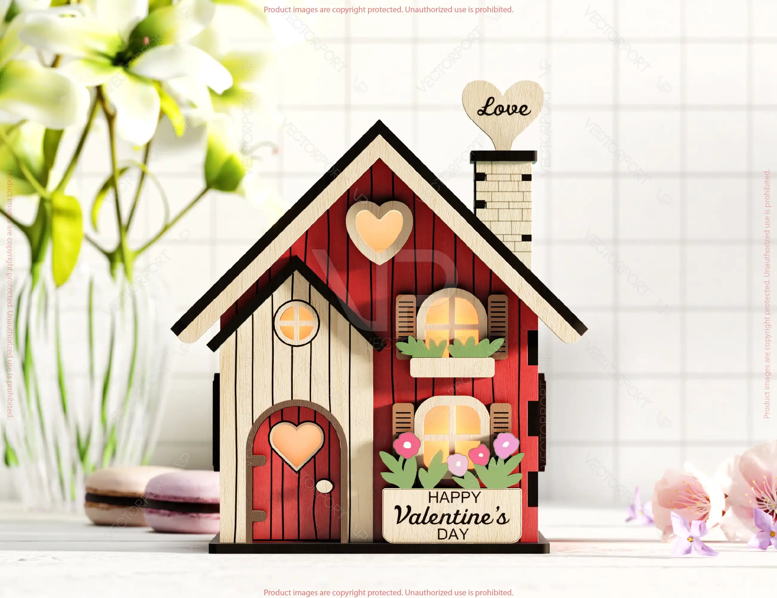 Share the Love: Miniature Love Theme Village Garden House - Village with Landscape & Flowers Valentine’s Day Gift Laser Cutting Digital Download |#U527|