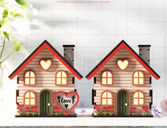 Love Blooms: Miniature Village Garden House with Heartfelt Landscape & Floral Accents – Perfect Valentine’s Day Laser Cut Gift Digital Download |#U529|