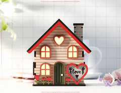 Love Blooms: Miniature Village Garden House with Heartfelt Landscape & Floral Accents – Perfect Valentine’s Day Laser Cut Gift Digital Download |#U529|