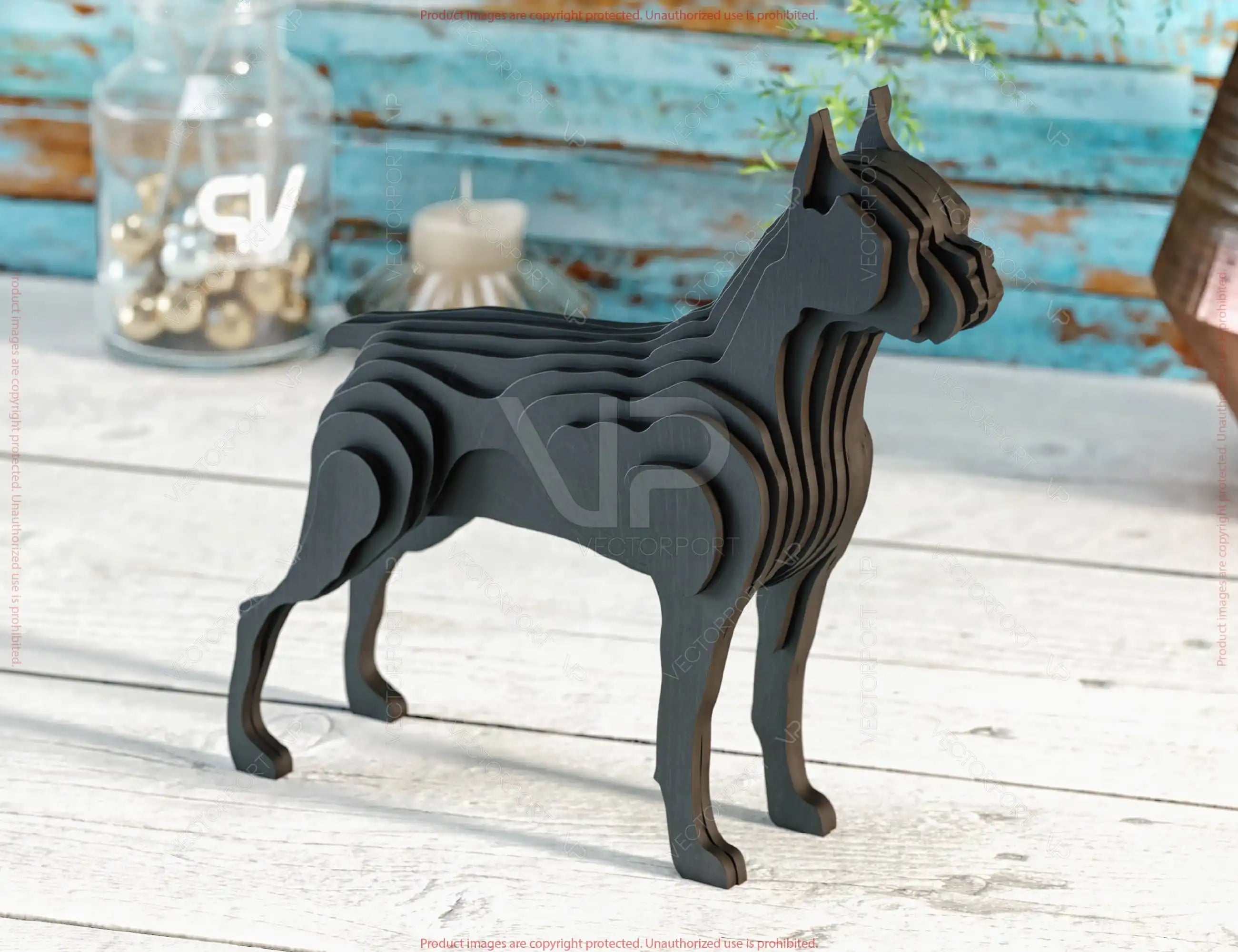 3D Dog: Laser-Cut Wooden Tabletop Art Standing Dog Multilayer SVG Digital Download |#U531|