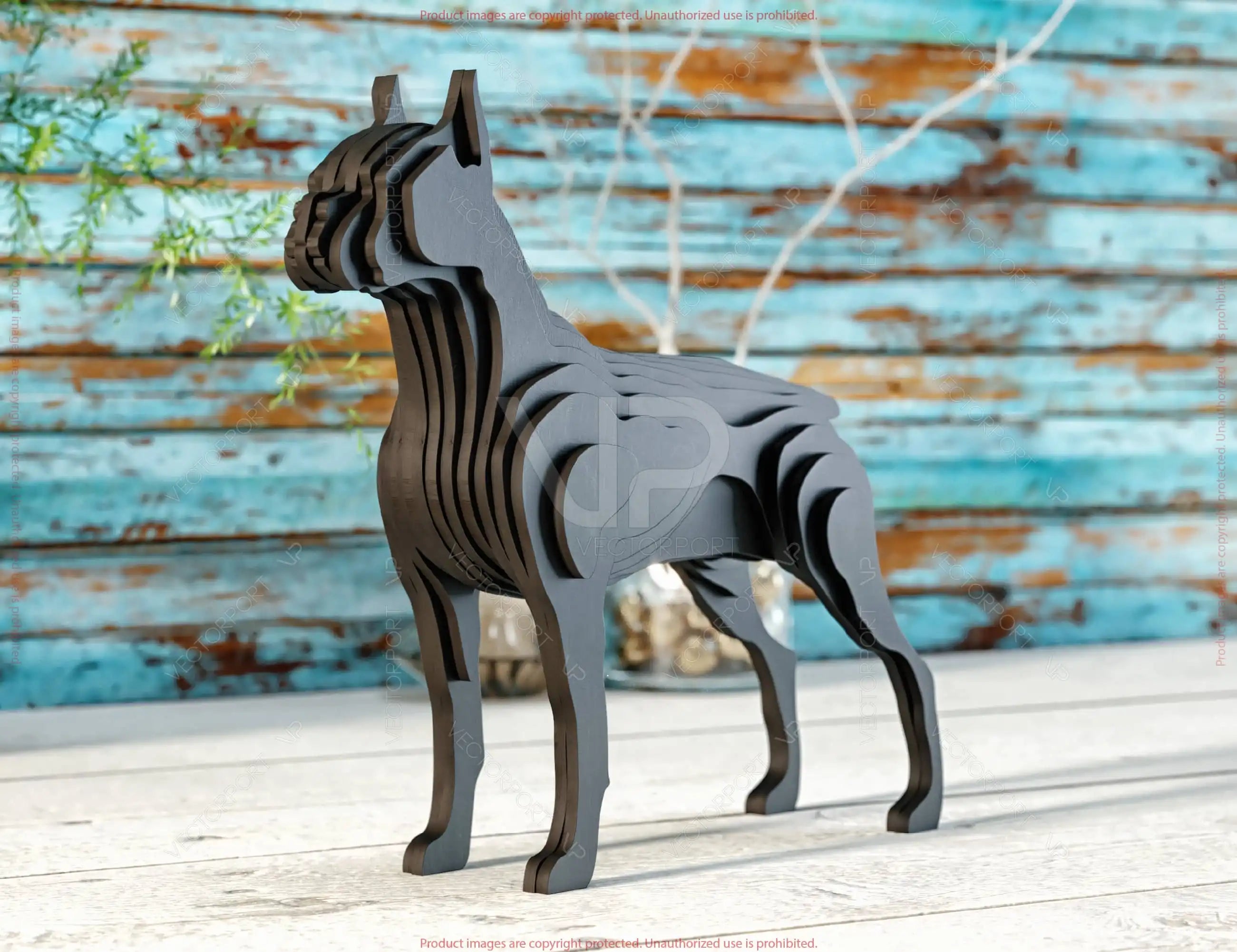 3D Dog: Laser-Cut Wooden Tabletop Art Standing Dog Multilayer SVG Digital Download |#U531|