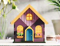 Charming Colorful Miniature Village Garden House with Beautiful Floral Accents – Intricate Laser-Cut Design for DIY Projects and Gift Making Digital Download |#U532|