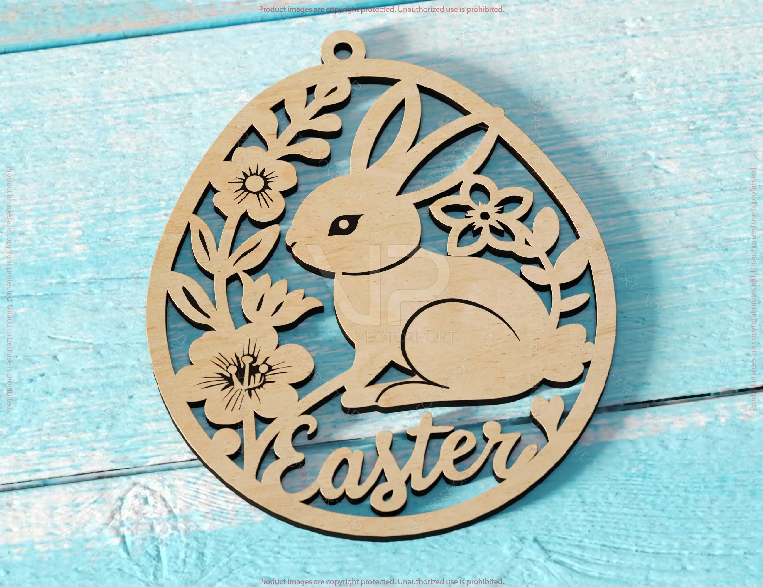 Easter Bunny Egg Ornaments Laser Cut Engraved Floral Rabbit Design Customizable SVG Layered Decor, Spring Digital Download |#U534|