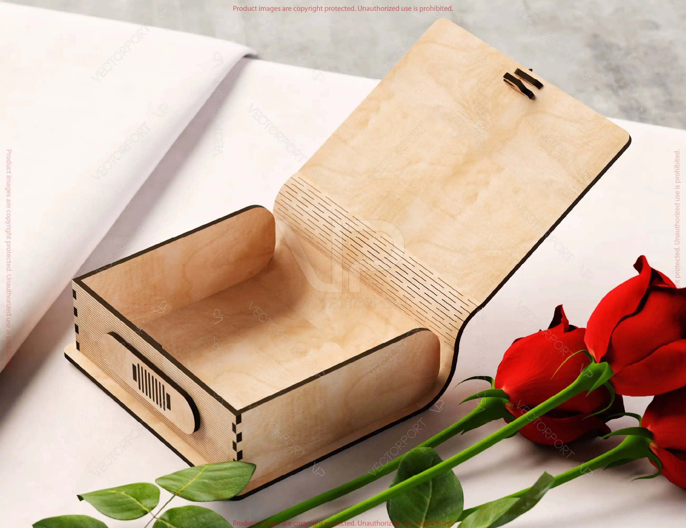 Romantic Love Book-Shaped Wooden Gift Box with Lock – Laser-Cut Card Holder & Charming Purse Favor Box Digital Downloads |#U535|