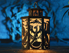 Dragon's Breath Lantern: Detailed Laser-Cut Artwork, Mystical 3D Illumination, Unique Home Decor Piece, Digital Download |#U542|