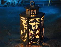 Dragon's Breath Lantern: Detailed Laser-Cut Artwork, Mystical 3D Illumination, Unique Home Decor Piece, Digital Download |#U542|