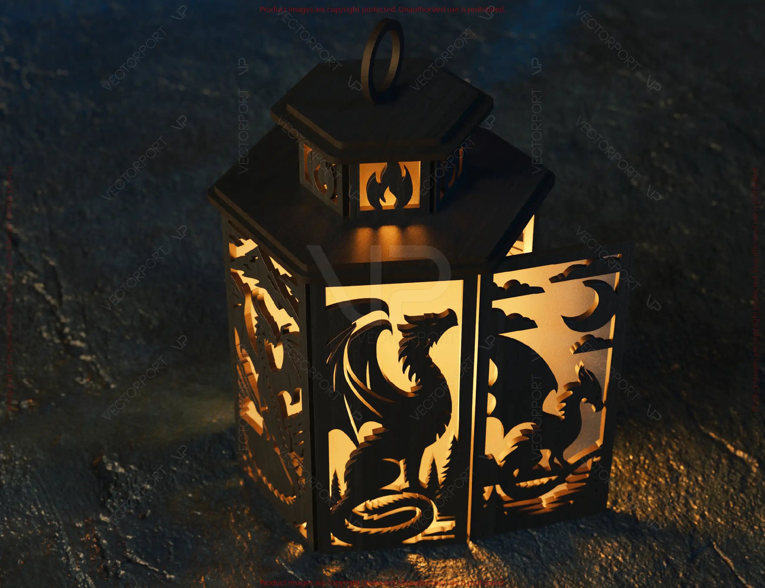 Dragon's Breath Lantern: Detailed Laser-Cut Artwork, Mystical 3D Illumination, Unique Home Decor Piece, Digital Download |#U542|