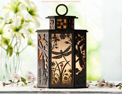 Dragonfly Elegance: Laser-Cut Lantern with Intricate Wings – Elegant Home Décor, Candle Holder, A Magical Touch for Your Home Digital Download |#U543|