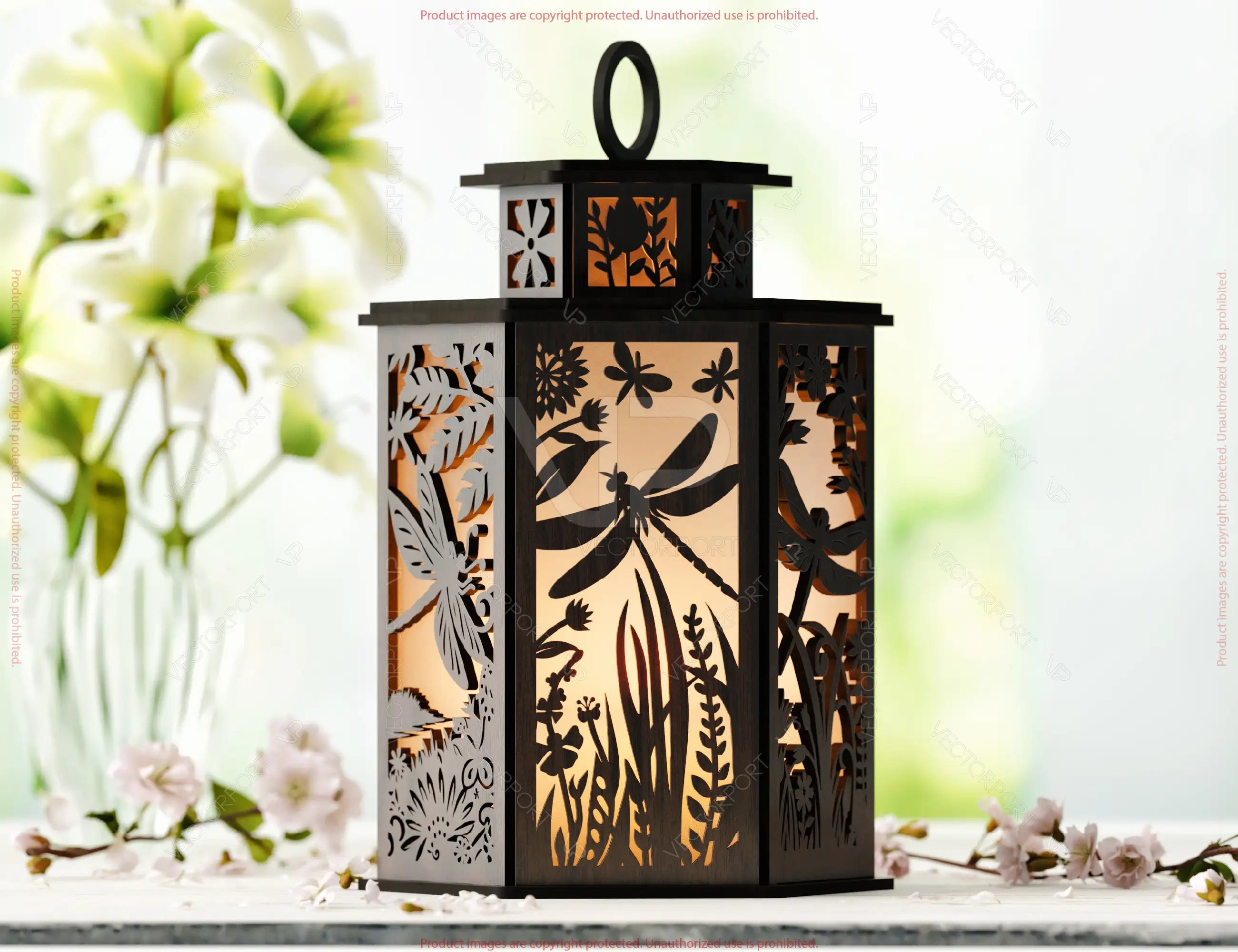 Dragonfly Elegance: Laser-Cut Lantern with Intricate Wings – Elegant Home Décor, Candle Holder, A Magical Touch for Your Home Digital Download |#U543|