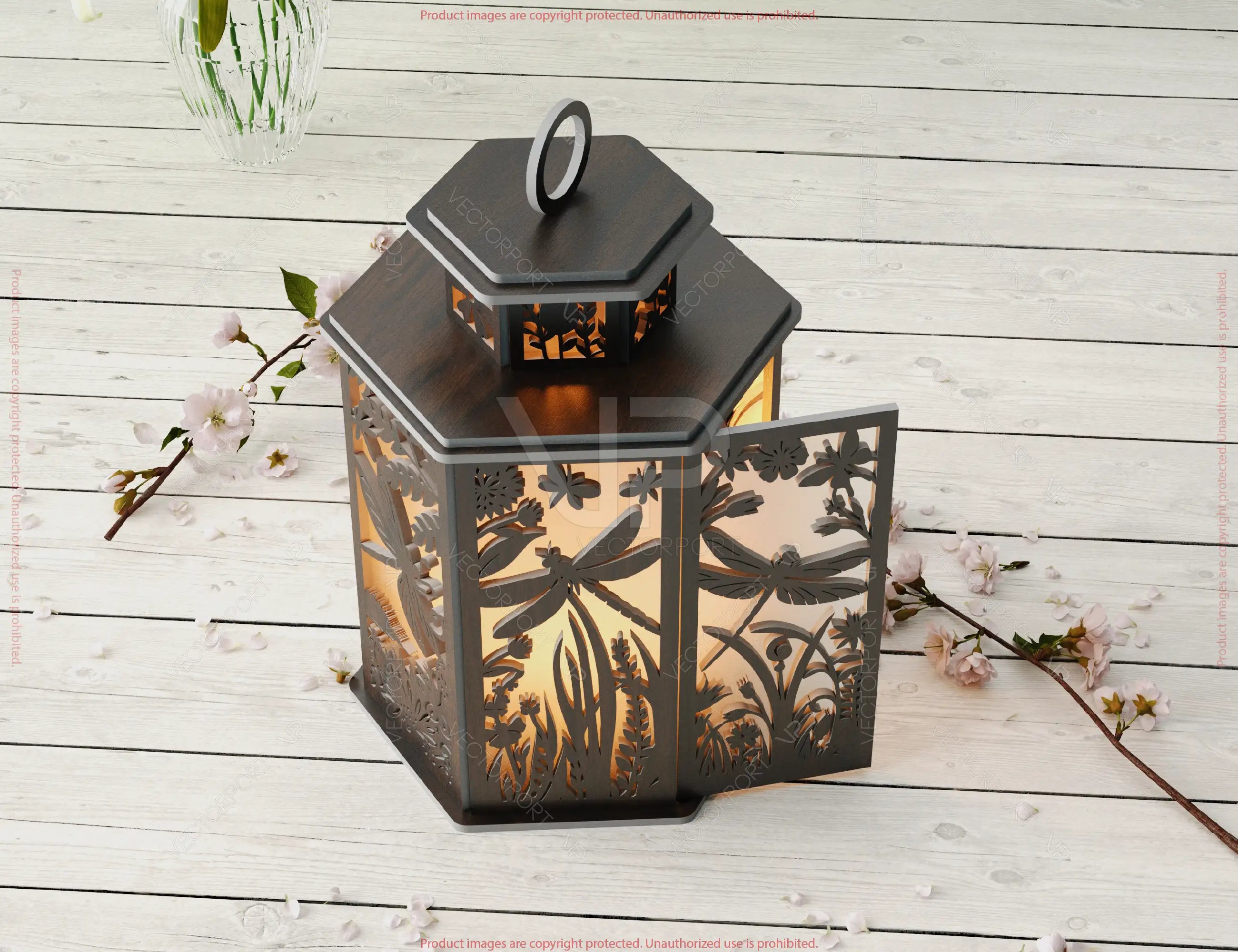 Dragonfly Elegance: Laser-Cut Lantern with Intricate Wings – Elegant Home Décor, Candle Holder, A Magical Touch for Your Home Digital Download |#U543|